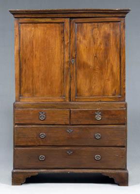 Georgian yew wood linen press,