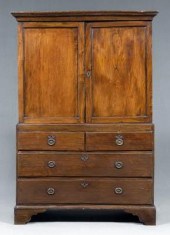 Georgian yew wood linen press,