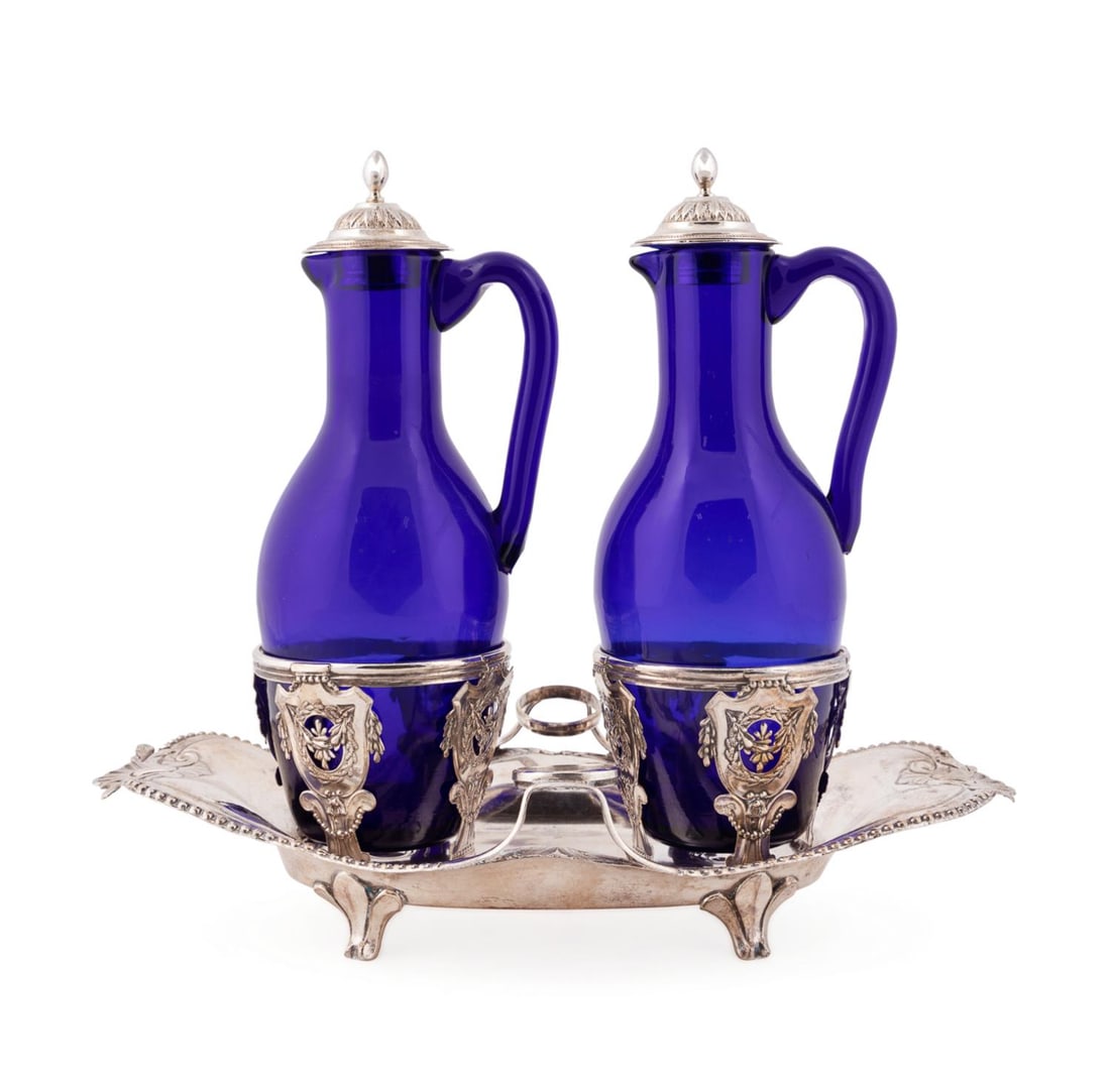 GERMAN 800 SILVER & COBALT GLASS