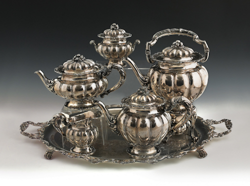 German 800 silver five-piece tea