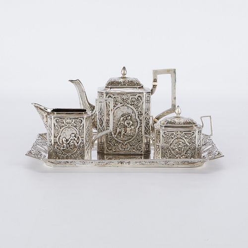 GERMAN 800 SILVER TEA SETGerman 800