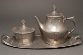 German Art Nouveau pewter thre