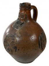GERMAN BELLARMINE JUG WITH CRE