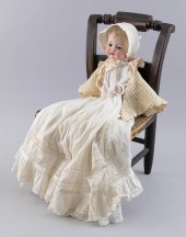 GERMAN BISQUE DOLL WITH CHAIR