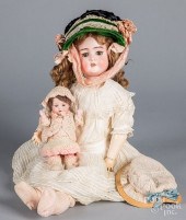 GERMAN BISQUE HEAD DOLL, INSCR