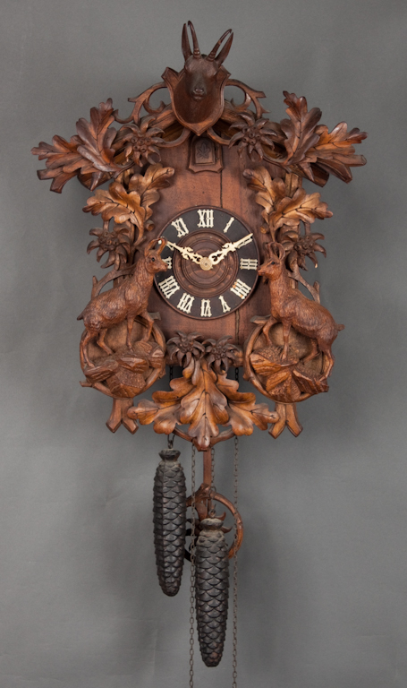 German Black Forest carved walnut