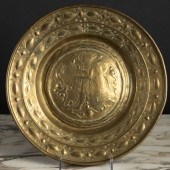 GERMAN BRASS REPOUSSÃ© ALMS DI