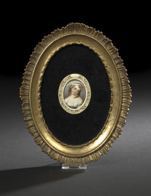 German Carved Bone-Enframed Oval