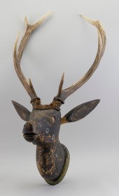 GERMAN CARVED DEER HEAD MOUNTE