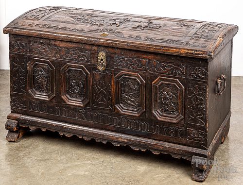 GERMAN CARVED OAK CHESTGerman