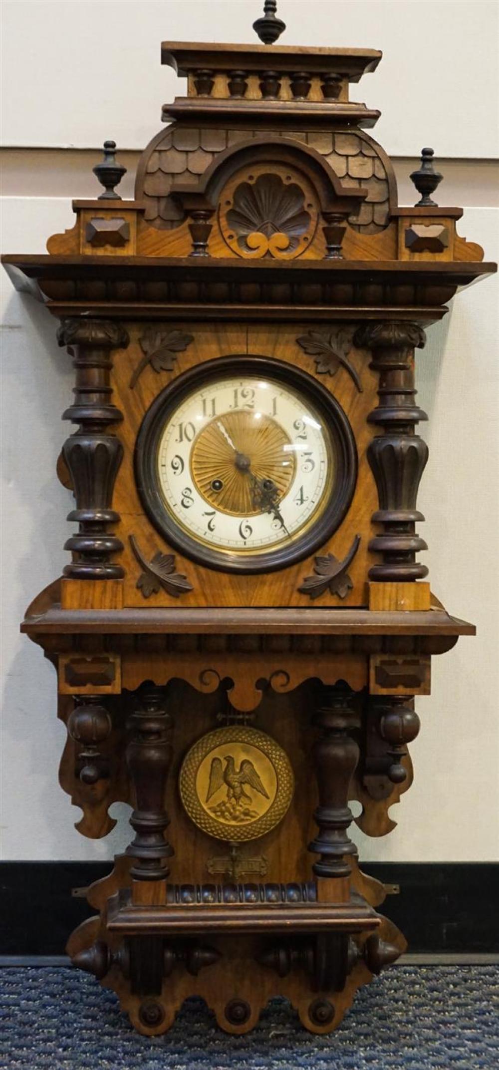 GERMAN CARVED WALNUT REGULATOR