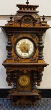 GERMAN CARVED WALNUT REGULATOR
