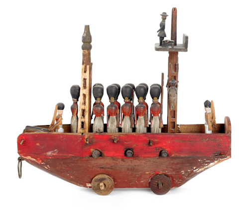 German carved wooden pull toy of