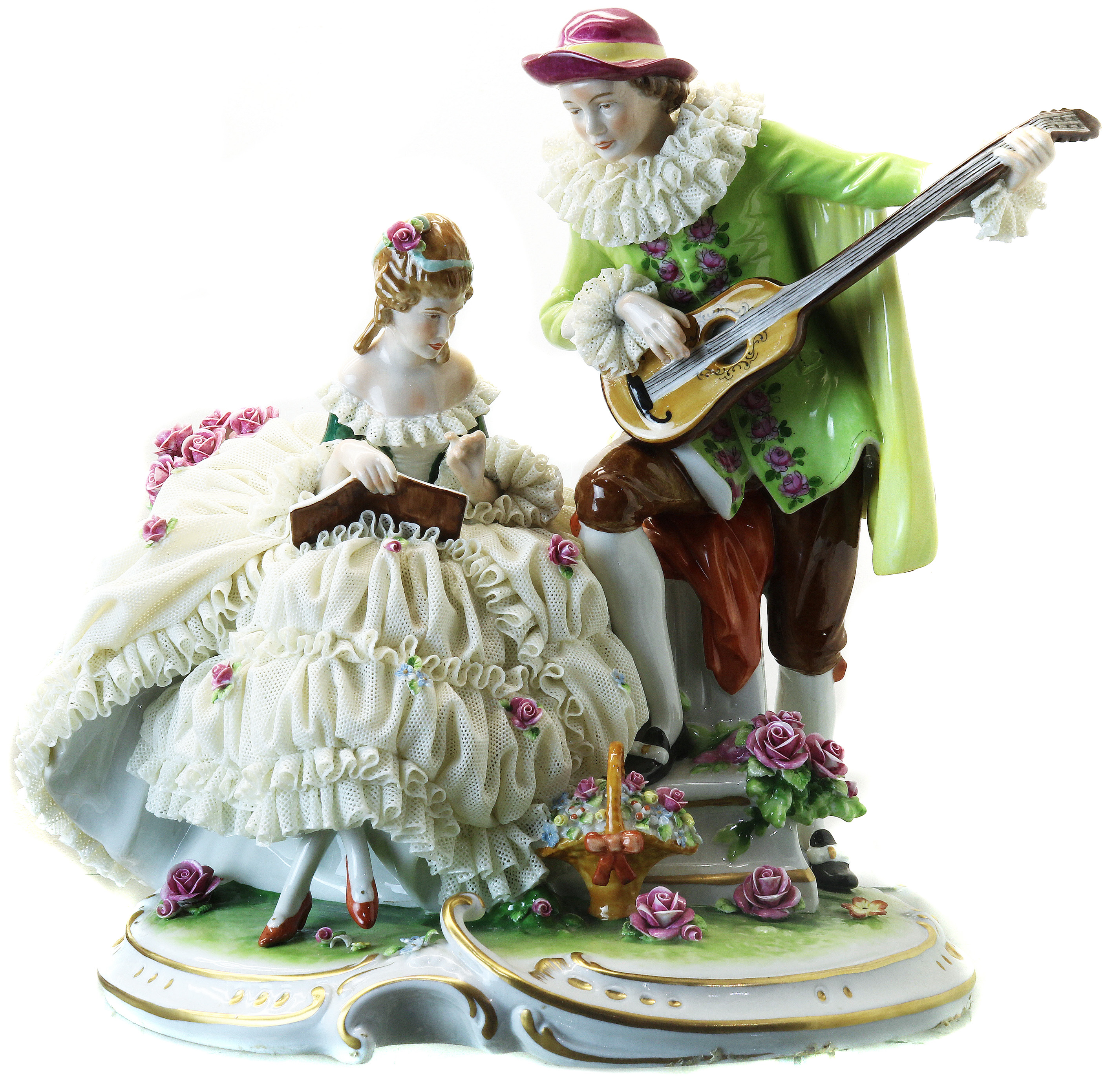 GERMAN CRINOLINE PORCELAIN GROUP OF