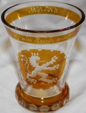 GERMAN ENGRAVED GLASS FOOTED G