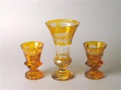 German etched amber and clear