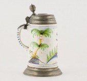 GERMAN FAIENCE BEER STEIN, 18T