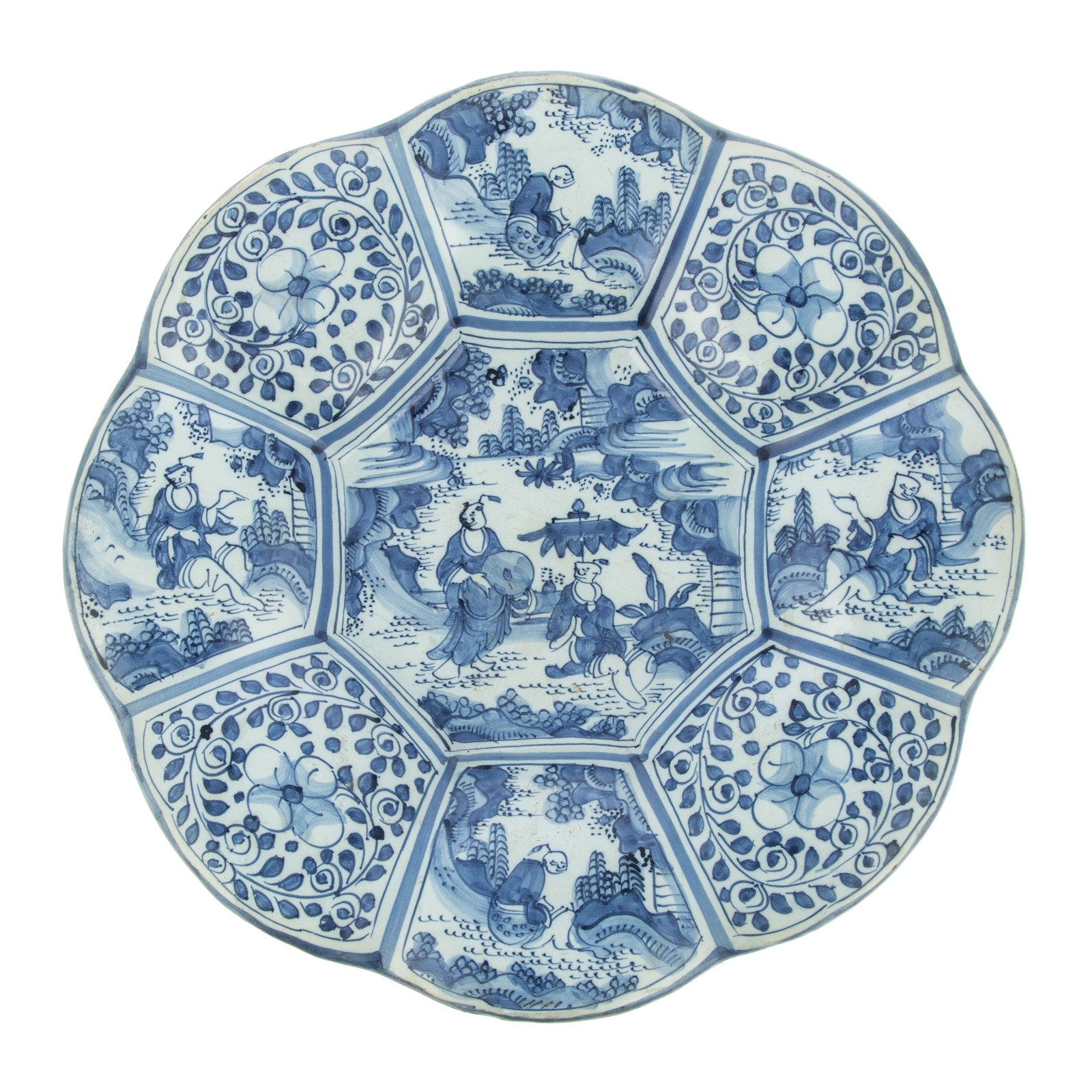 GERMAN FAIENCE CHINOISERIE LOBED