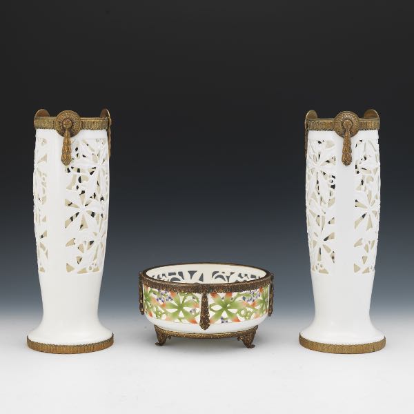 GERMAN GILT BRONZE AND PORCELAIN