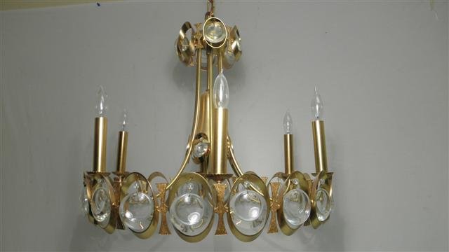 German gilt metal chandelier with