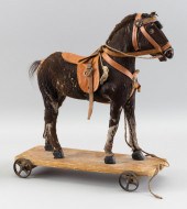 GERMAN HORSE PULL TOY 19TH CEN
