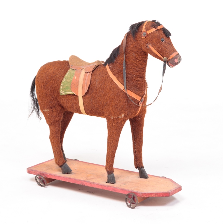 GERMAN HORSE PULL TOY. Circa
