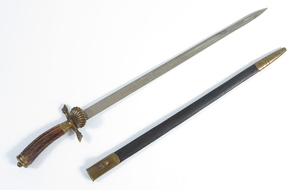 GERMAN HUNT SWORD: Brass pommel