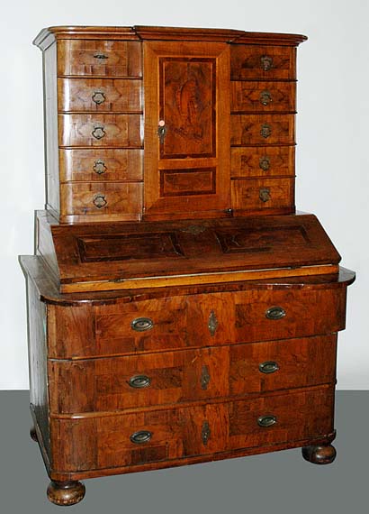 German Inlaid Walnut Schreibschrank