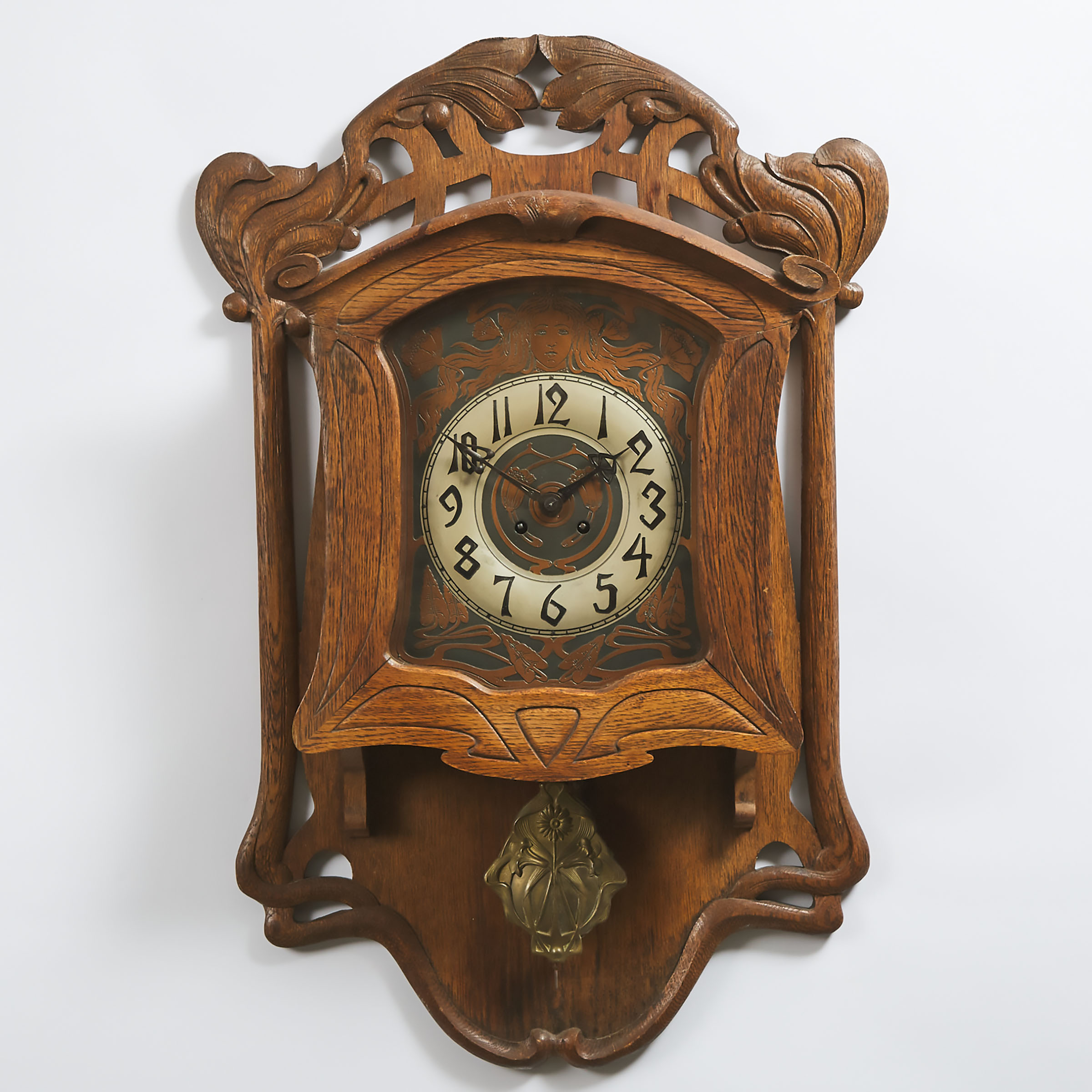 German Jungenstil Carved Oak Wall