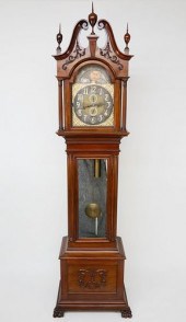 GERMAN MAHOGANY TALL CASE CLOC