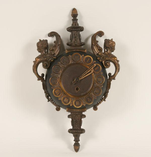 German metal key wind clock;
