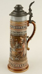 GERMAN METTLACH LIDDED BEER ST