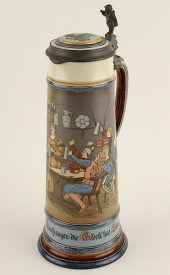 GERMAN METTLACH LIDDED BEER ST