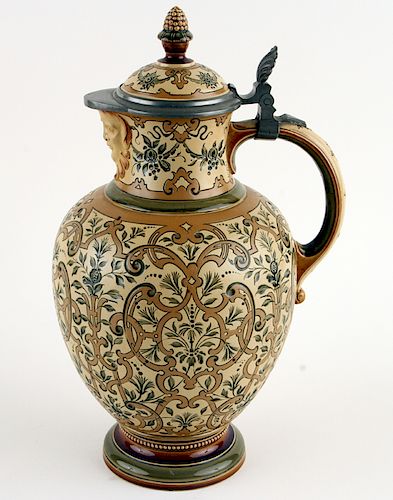GERMAN METTLACH LIDDED BEER STEIN