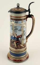 GERMAN METTLACH LIDDED BEER ST