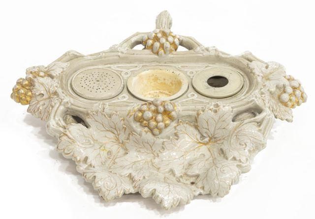 GERMAN METTLACH STONEWARE INKWELL
