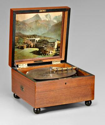 German music box, inlaid mahogany