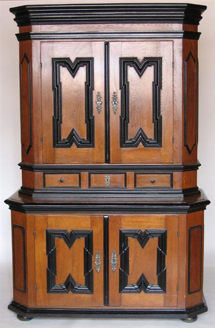 German oak and ebonized cupboard