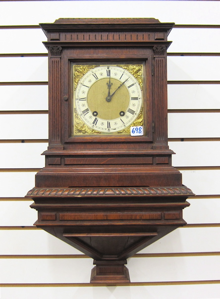 GERMAN OAK CASE BRACKET CLOCK AND