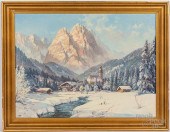 GERMAN OIL ON CANVAS WINTER LA
