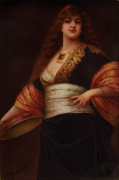 GERMAN ORIENTALIST PAINTED POR