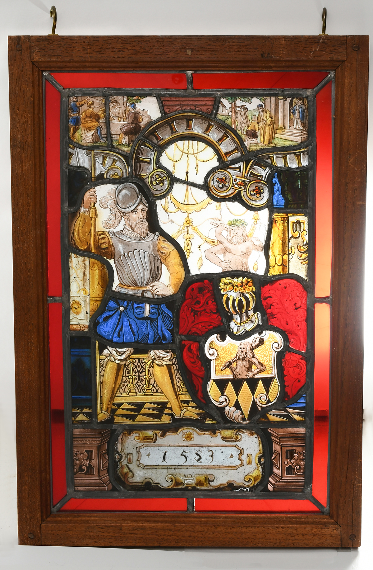 GERMAN PAINTED LEADED GLASS PANEL