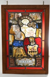 GERMAN PAINTED LEADED GLASS PA