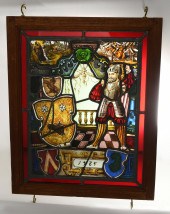 GERMAN PAINTED LEADED GLASS PA
