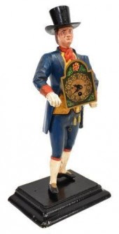 GERMAN PAINTED METAL CLOCK PED