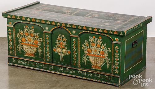 GERMAN PAINTED PINE DOWER CHEST,