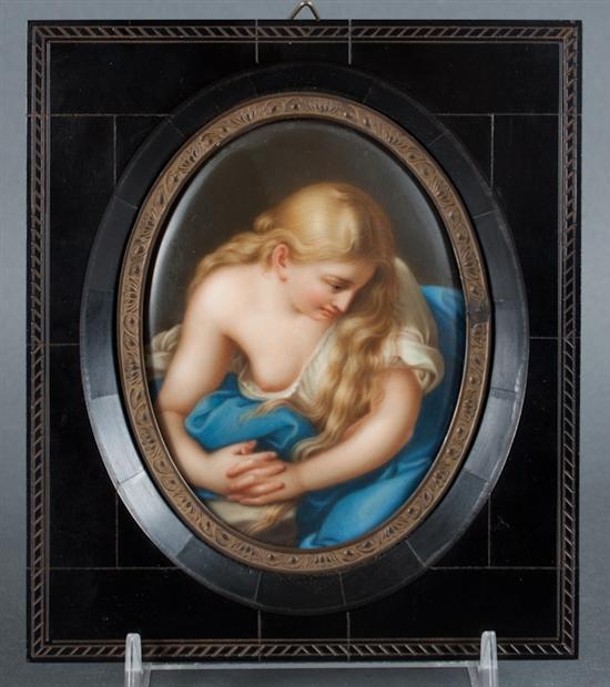German painted porcelain oval