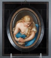 German painted porcelain oval