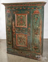 GERMAN PAINTED SCHRANK DATED 1