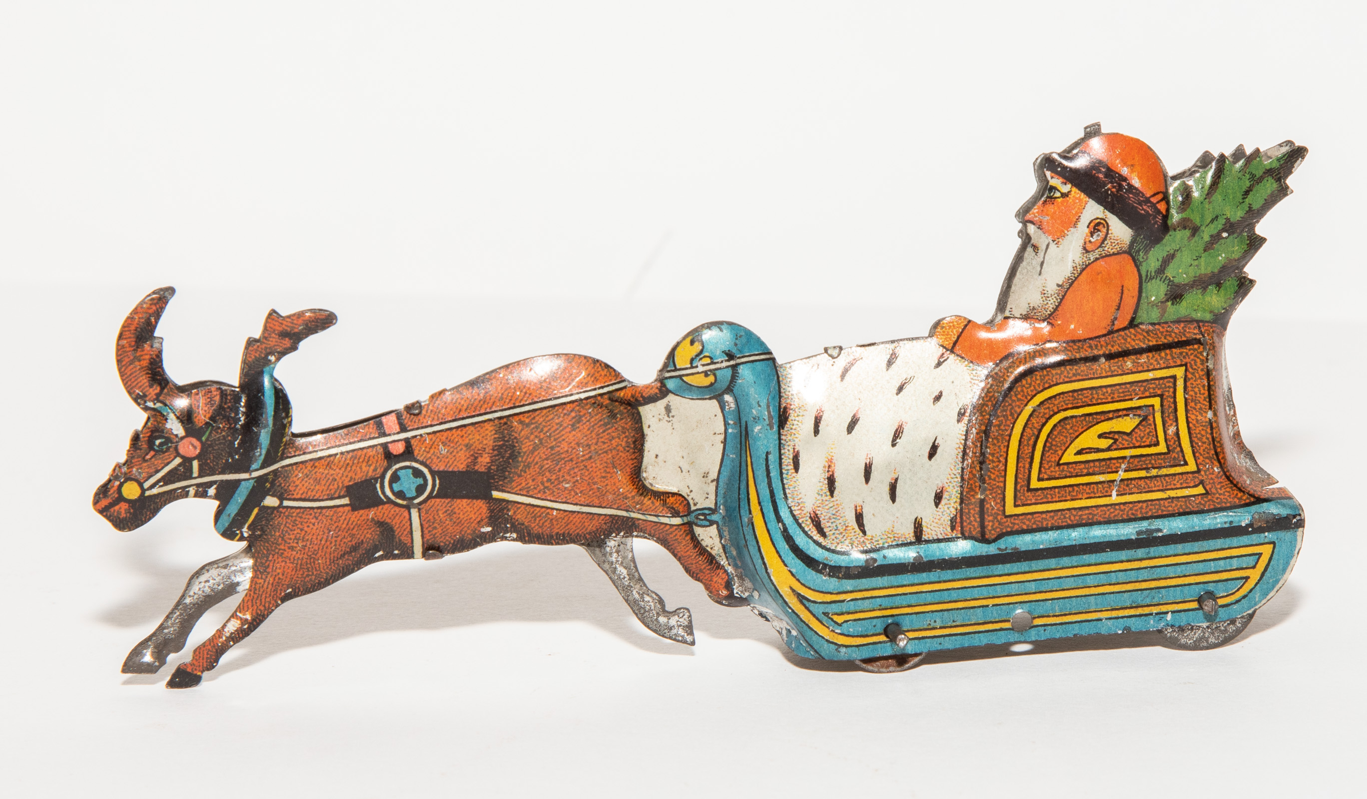 GERMAN PENNY TOY SANTA SLED Early